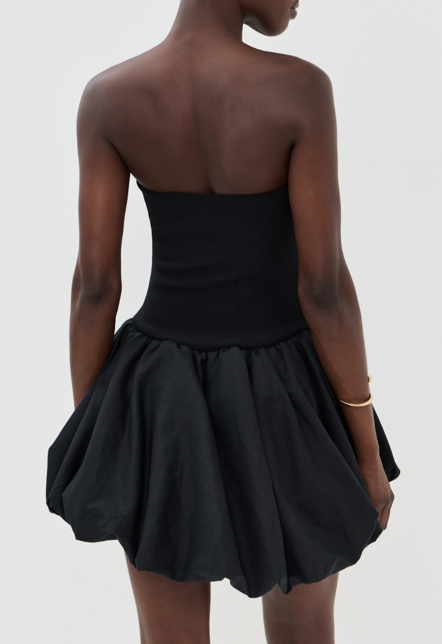 SIMKHAI Pollie Bubble Mini Dress Black MSRP $545