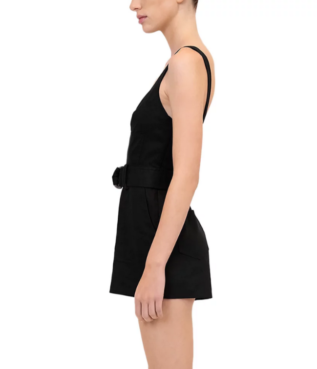 SIMKHAI Kai Bustier Linen Romper MSRP $445