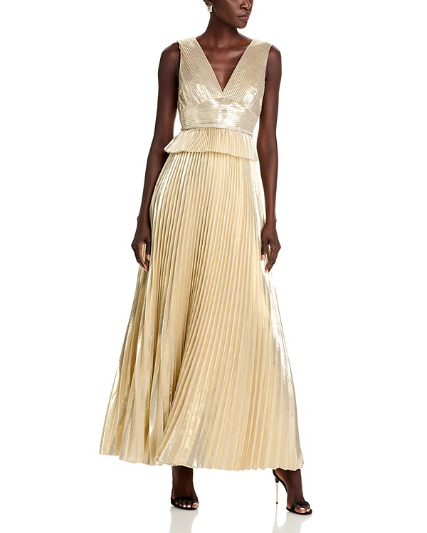 Self-Portrait Metallic Pleated Gown MSRP $585
