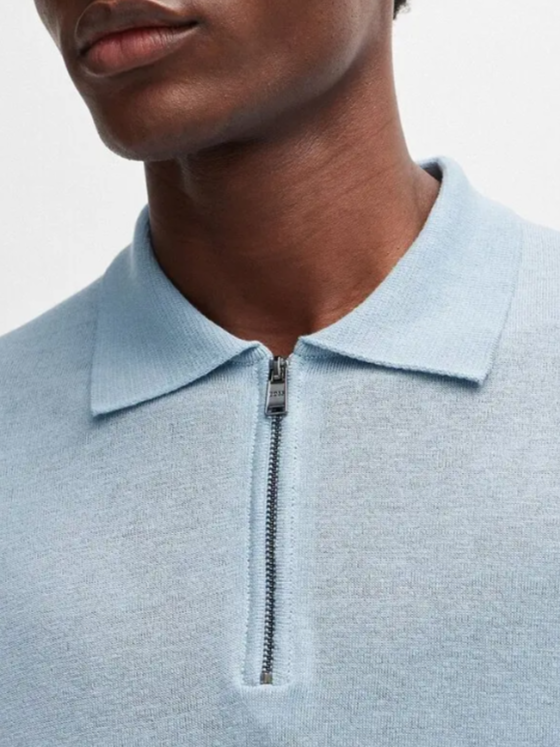 BOSS Trieste Tipped Quarter Zip Polo Shirt MSRP $198