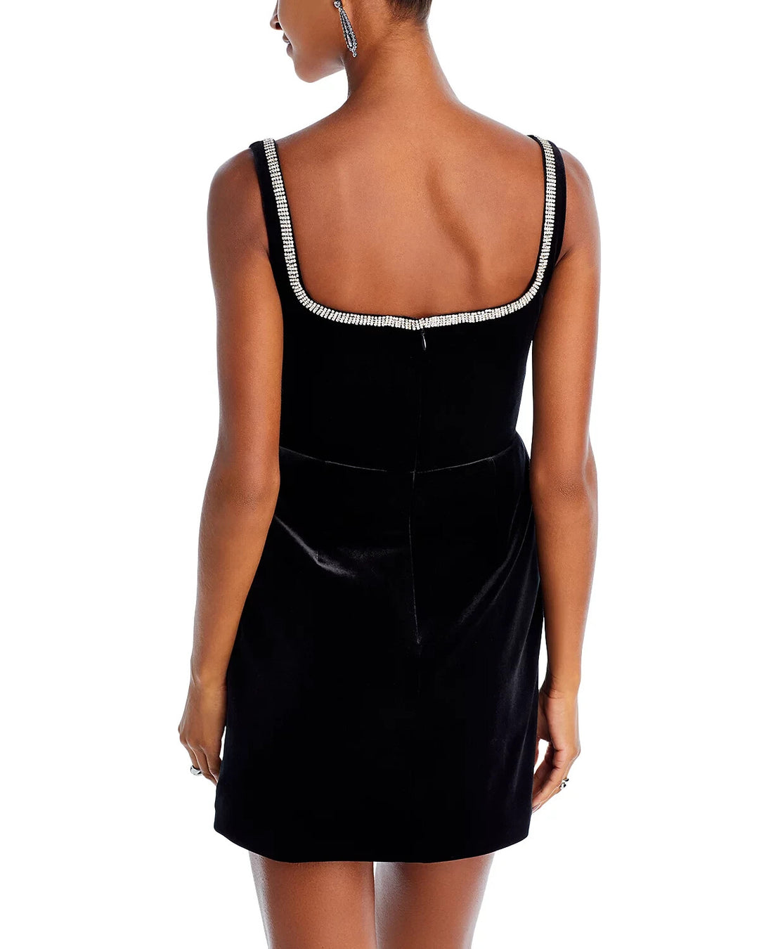 Self-Portrait Rhinestone Trim Velvet Mini Dress MSRP $495