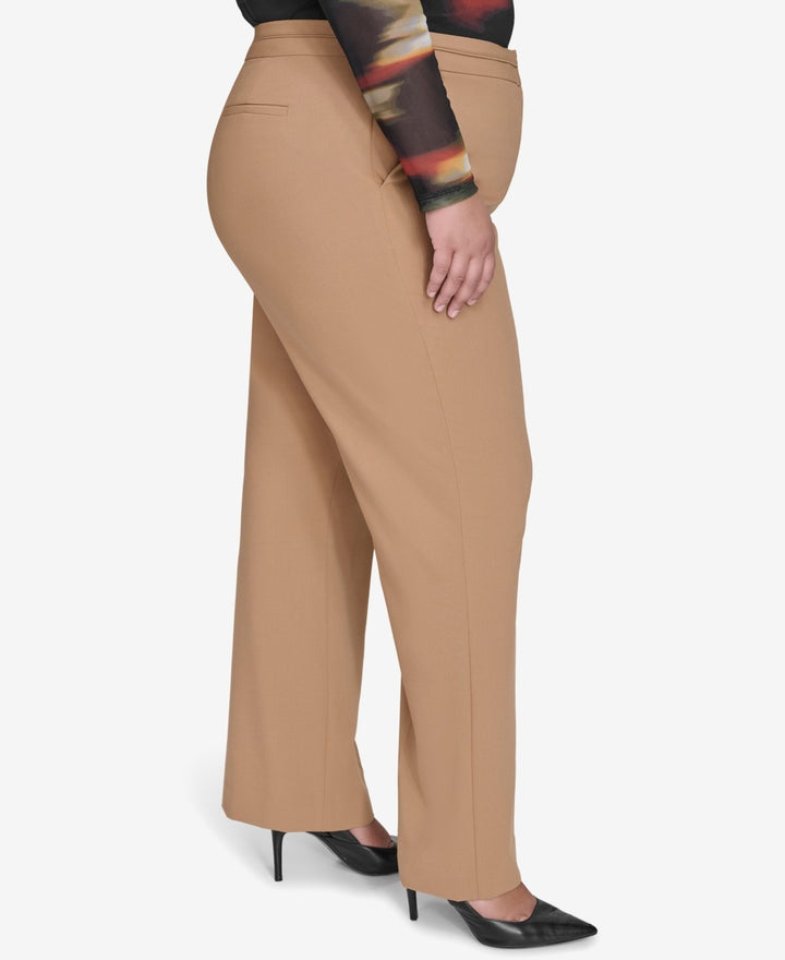 DKNY Plus Size Seamed Waistband Wide-Leg Pants MSRP $109