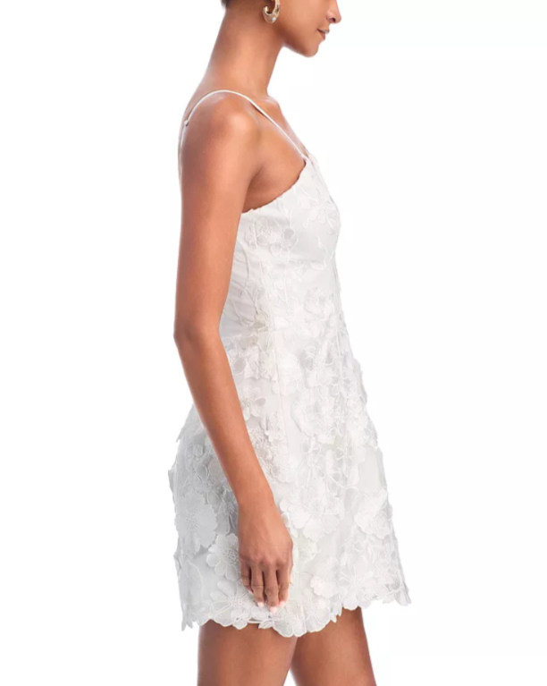AQUA 3D Flower Spaghetti Strap Mini Dress MSRP $258
