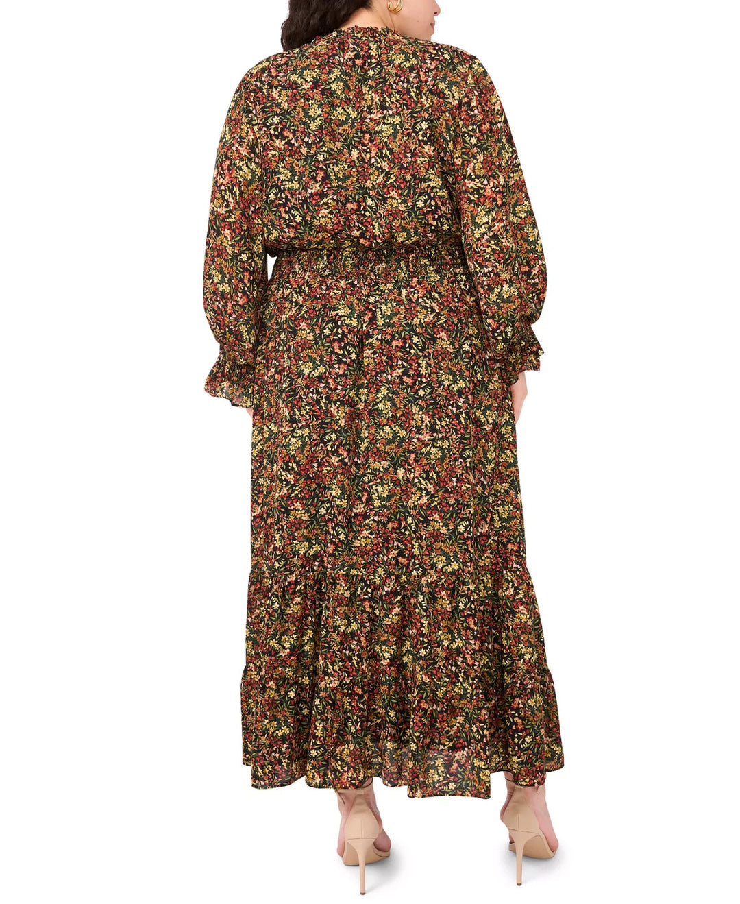 Vince Camuto Plus Size Long Sleeve Smocked Waist Maxi Dress MSRP $119