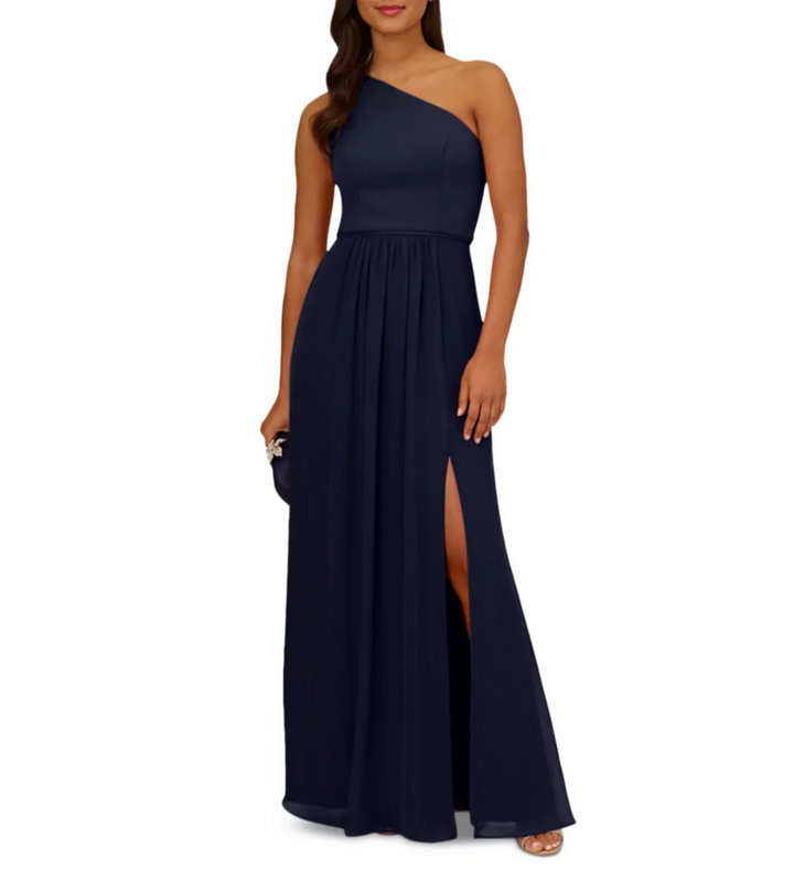 Adrianna Papell One-Shoulder Chiffon Gown MSRP $139