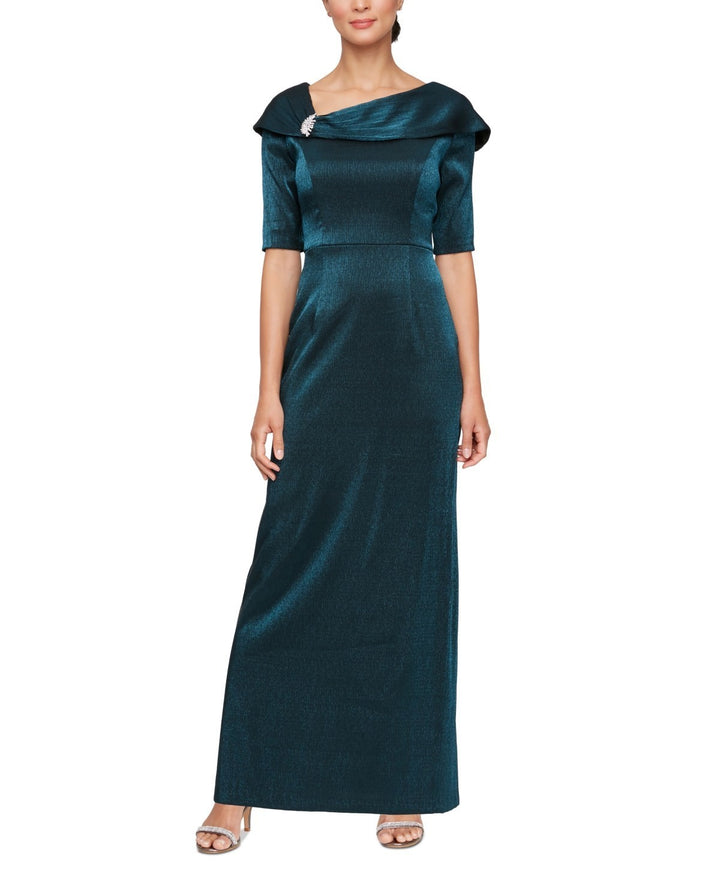 Alex Evenings Women's Fold-Over Column Gown MSRP $209