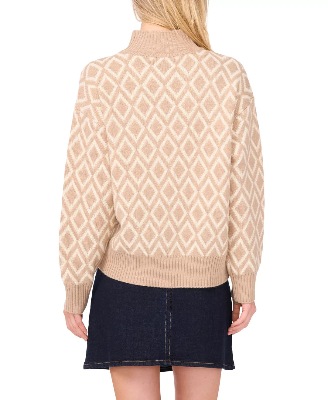 Vince Camuto Turtleneck Geometric-Print Long-Sleeve Sweater MSRP $99