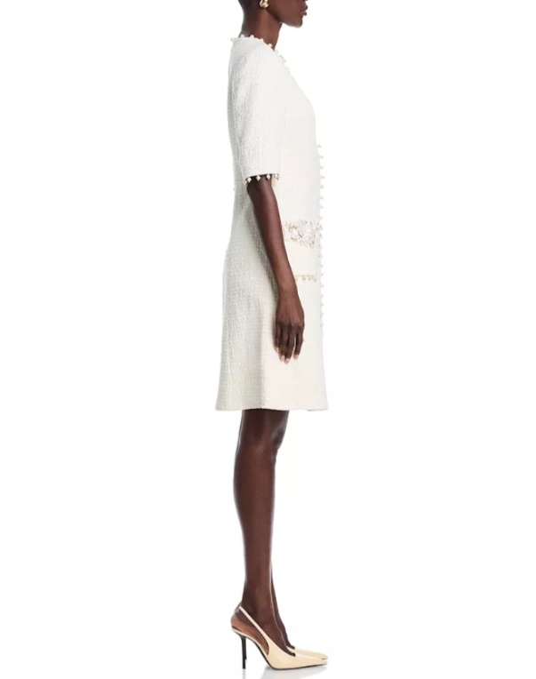 Teri Jon by Rickie FreemanBouclé Embellished Dress MSRP $750