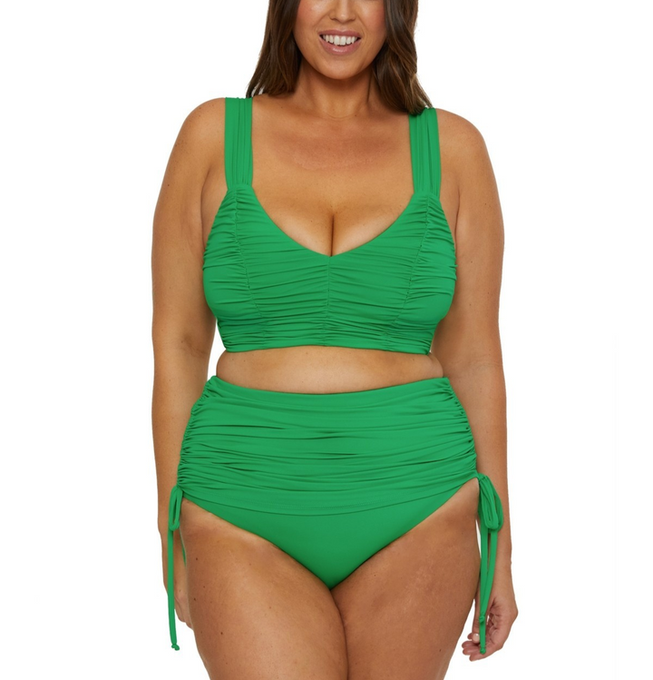 Becca Plus Size Color Code Shirred Halter Bikini Top MSRP $98