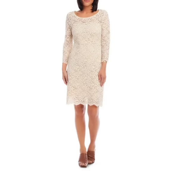 Karen Kane ECRU Lace Sheath Dress MSRP $198