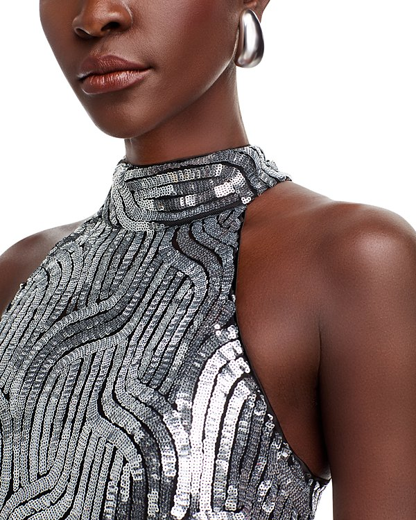 Elie Tahari Bella Sequin Midi Dress MSRP $475