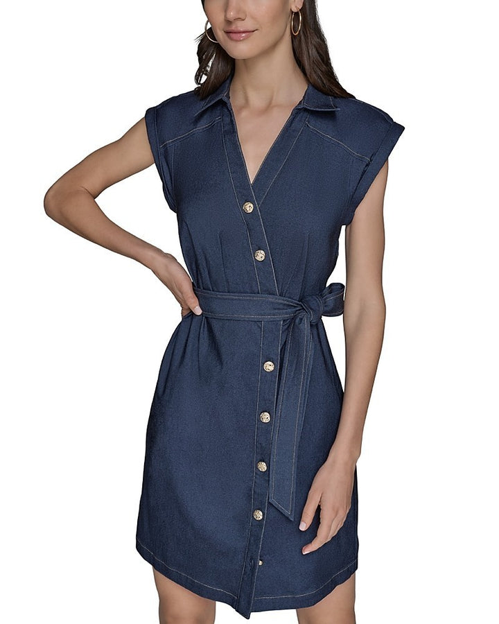 KARL LAGERFELD PARIS Women's Denim Millennium Shirtdress MSRP $148