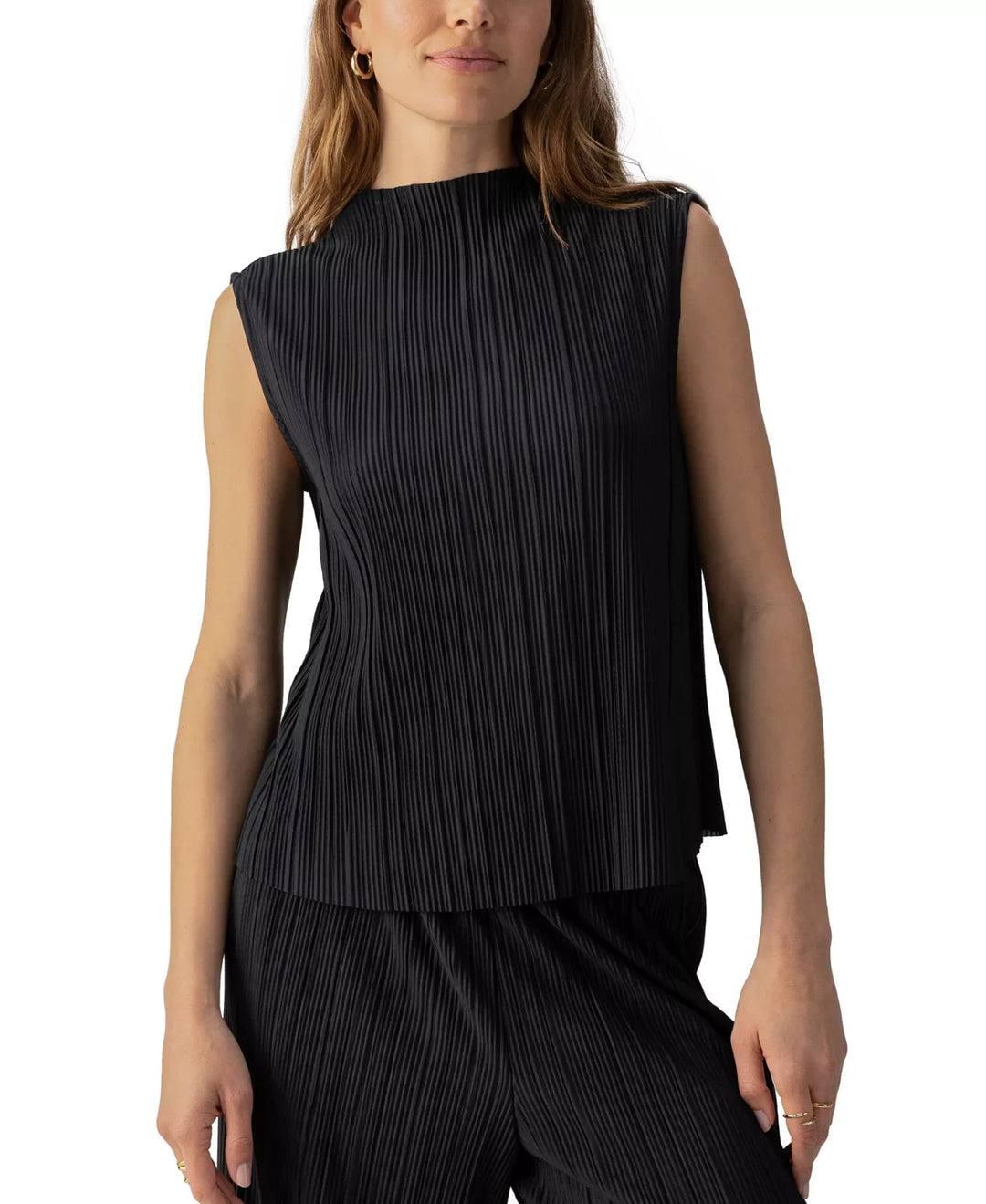 Sanctuary Plissé Mock Neck Top MSRP $59