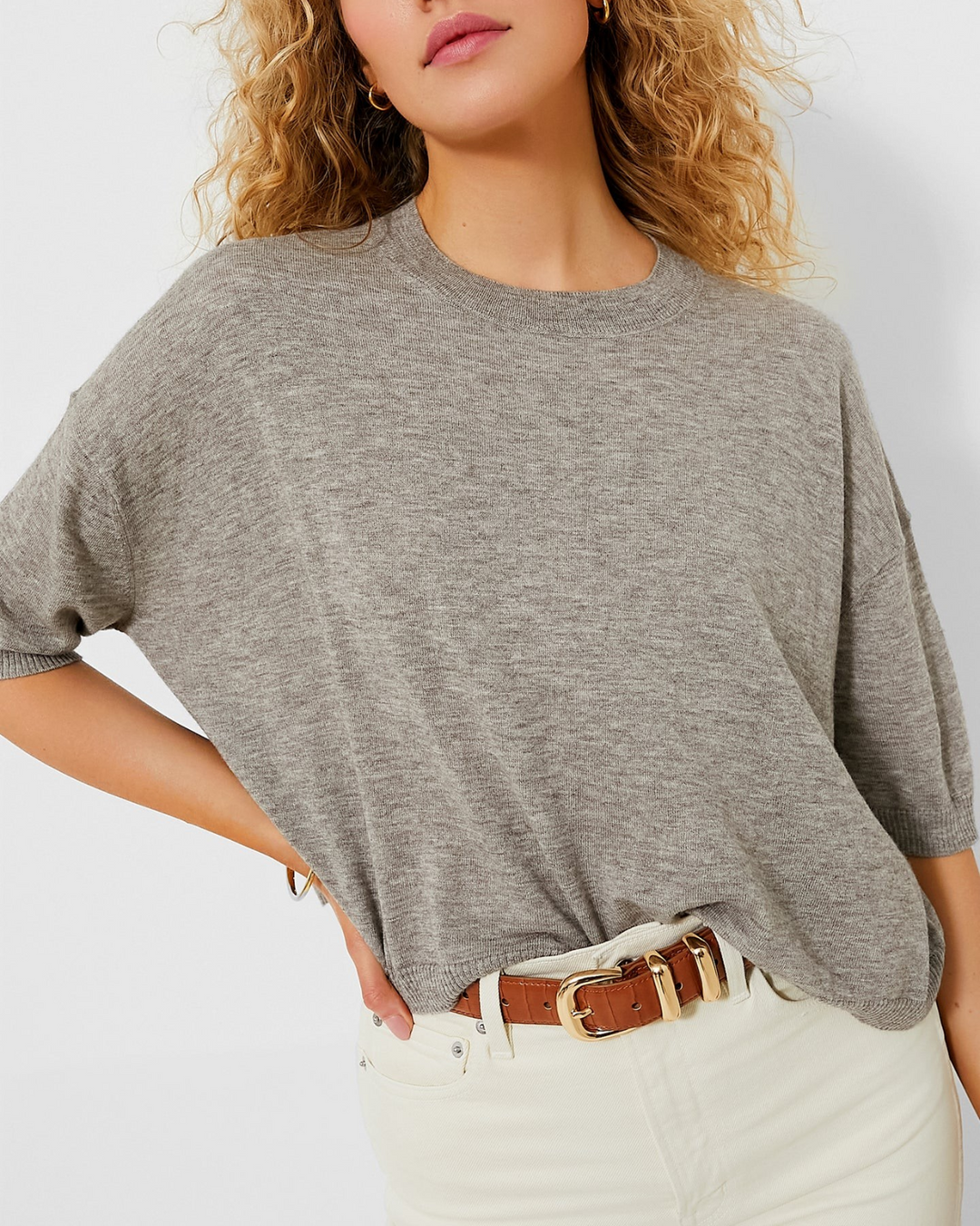 Vanessa Bruno Taupe Deliah Knit Top MSRP $245