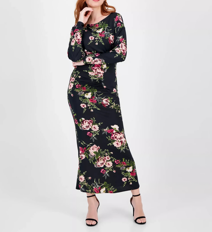 RACHEL Rachel Roy Women's Cora Printed Long-Sleeve Maxi Dress MSRP $129
