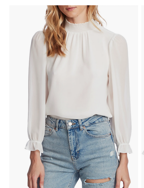 1.state Smocked Neck Blouse MSRP $79