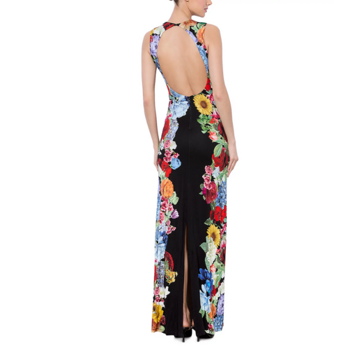 Alice and Olivia Delora Open Back Maxi Dress MSRP $495