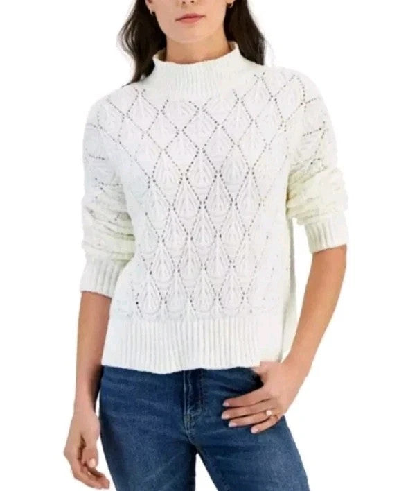 Sugar Moon Juniors' NYC Alliance Pointelle Lurex Sweater MSRP $44
