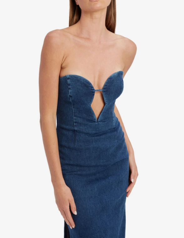 Bardot Eleni Denim Midi Dress MSRP $179