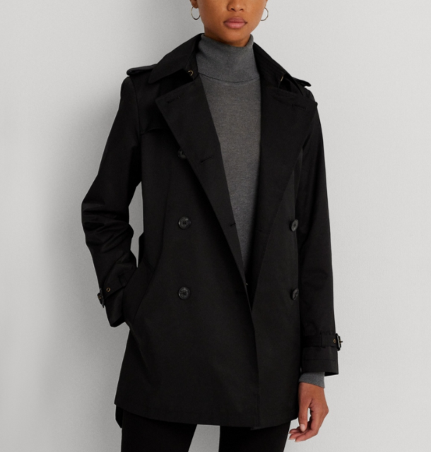 Lauren Ralph Lauren Double-Breasted Short Trench Coat MSRP $240