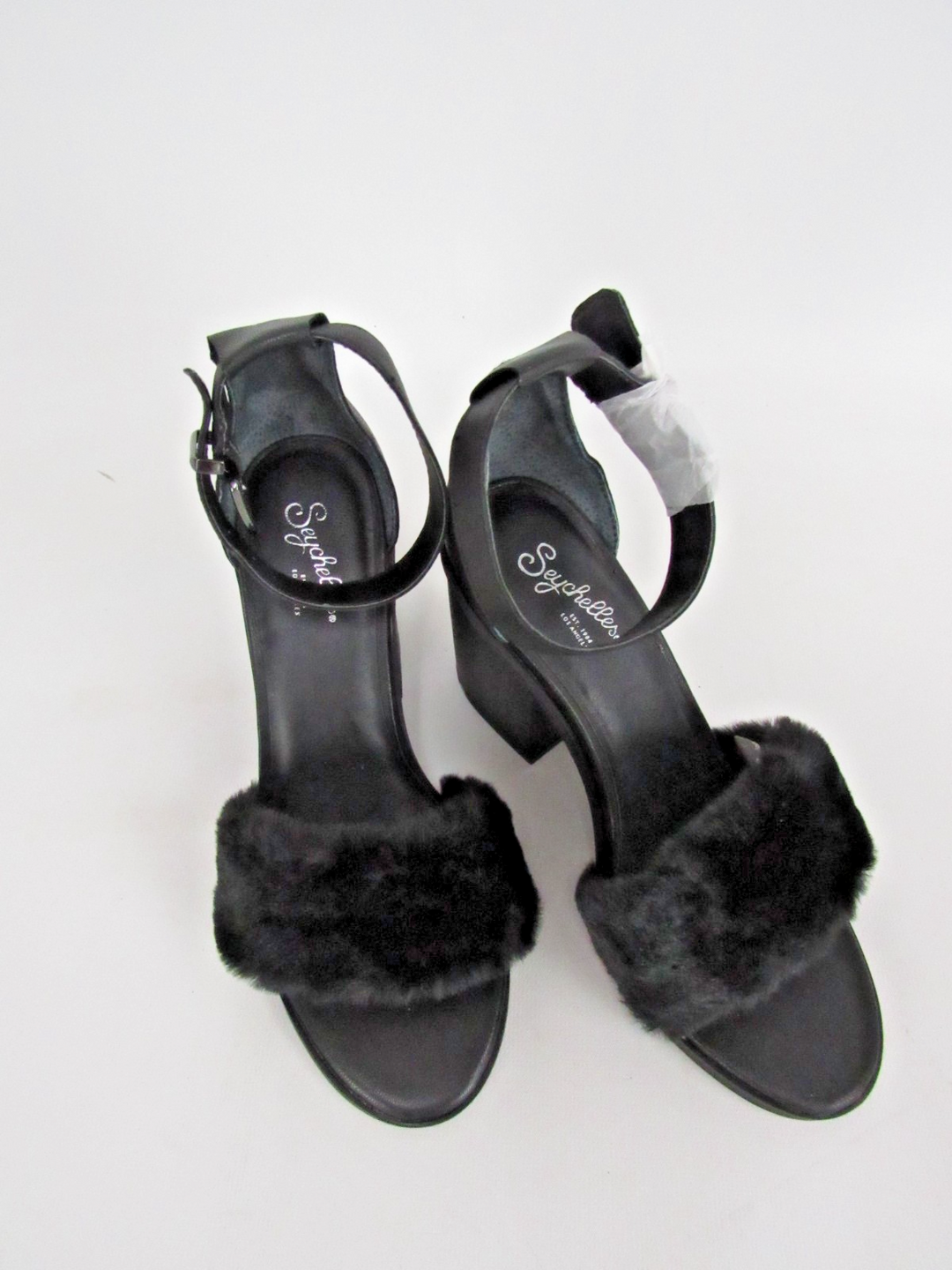 Seychelles Faux Fur Ankle Strap Block Heels Sandals