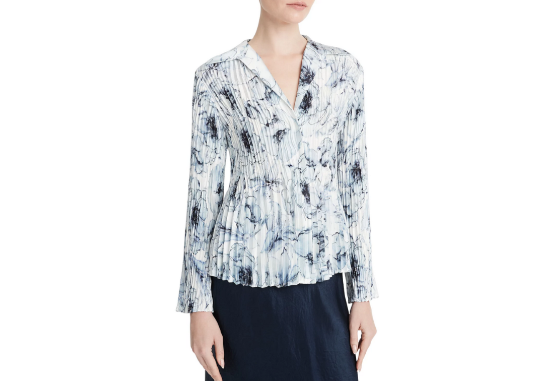 Vince Floral Pleated Blouse MSRP $395
