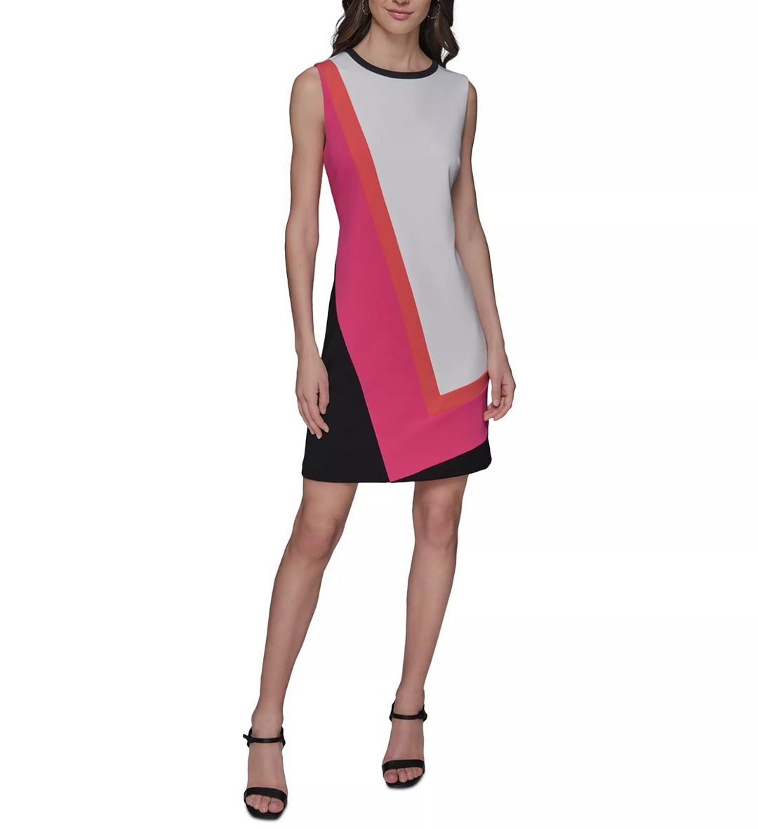 KARL LAGERFELD PARIS Women's Scuba A-Line Colorblocked Dress MSRP $138
