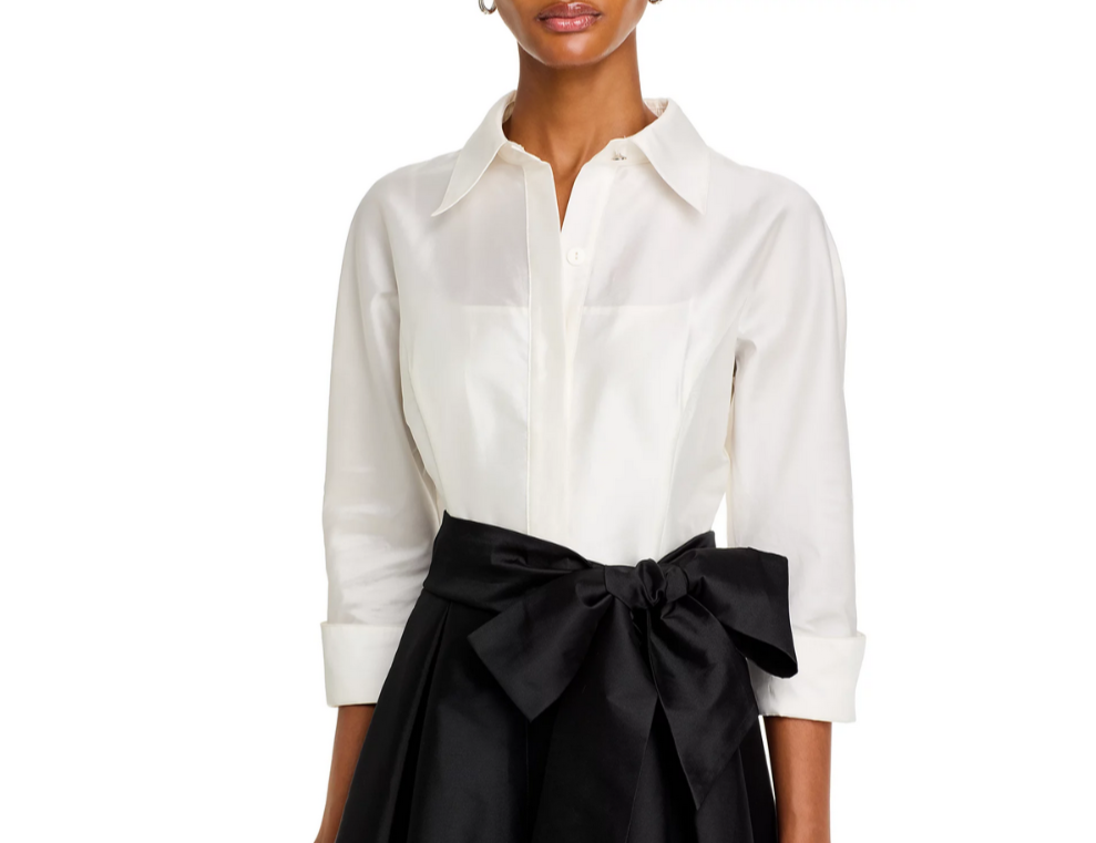 Teri Jon by Rickie Freeman Taffeta Shirt Gown MSRP $600