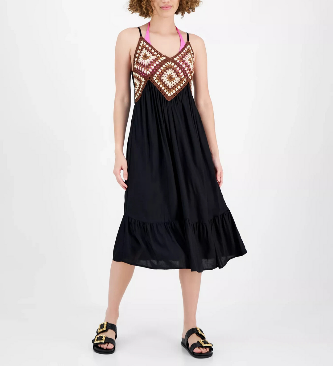 Raviya Women's Crochet-Bodice Midi Dress Cover-Up MSRP $48