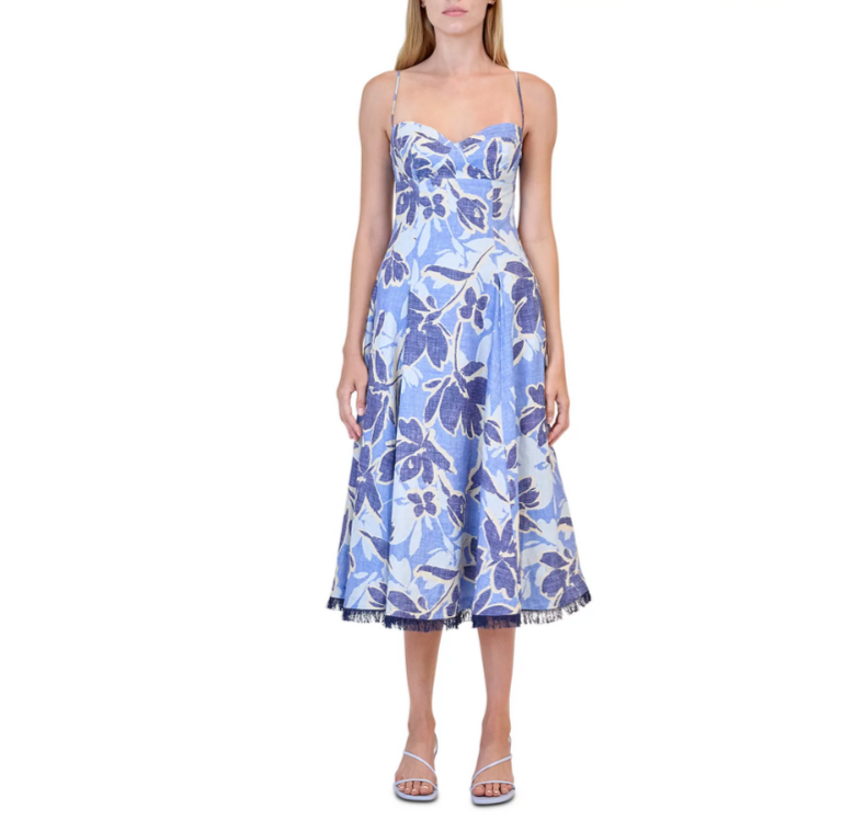 SIMKHAI Analise Bustier Midi Dress MSRP $545 
