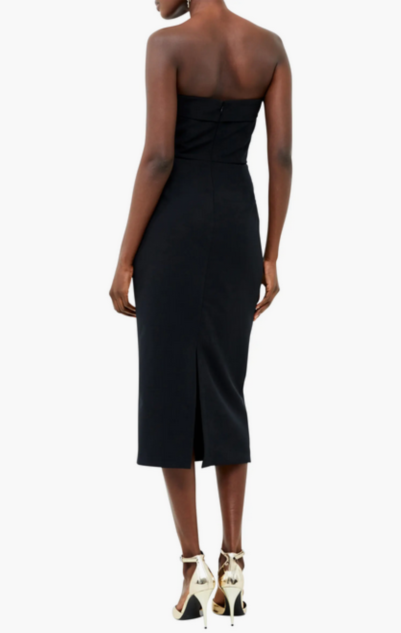 FRENCH CONNECTION Echo Crepe Strapless Midi Dress MSRP $158