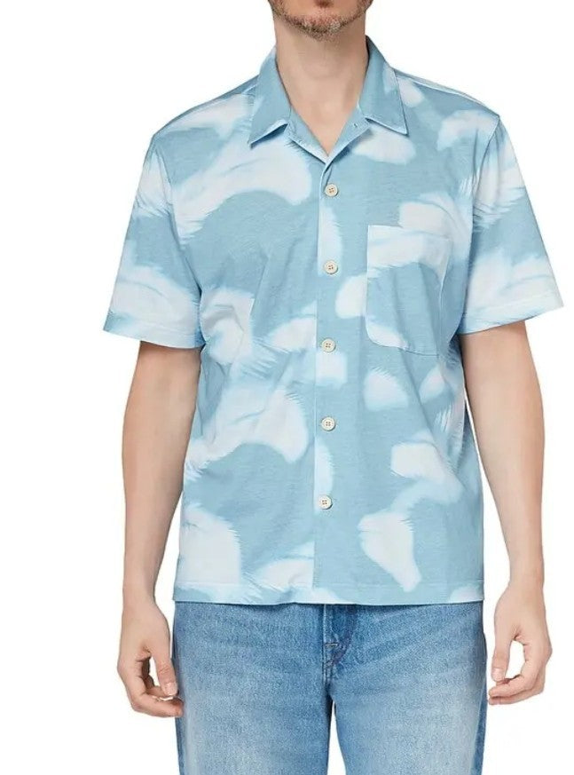Ps Paul Smith Feather Print Short Sleeve Shirt MSRP $175