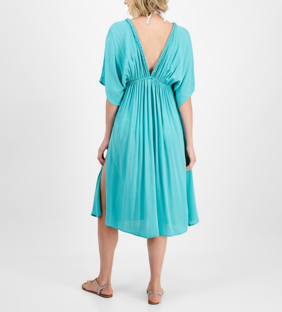 Raviya Women's Braid-Trim V-Neck Cover-Up Dress MSRP $48