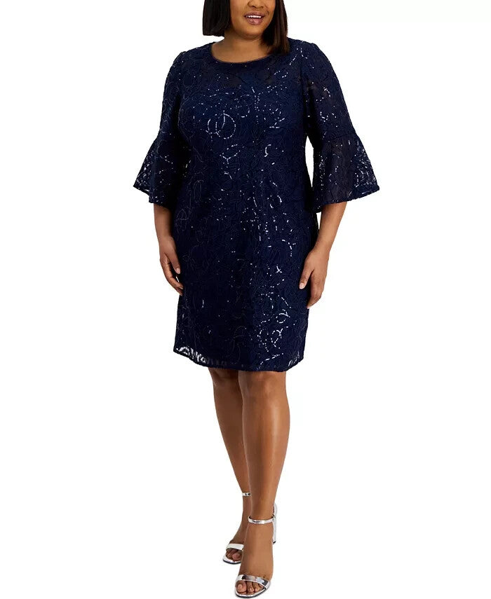 Alex Evenings Plus Size Sequined Lace Sheath Dress MSRP $199