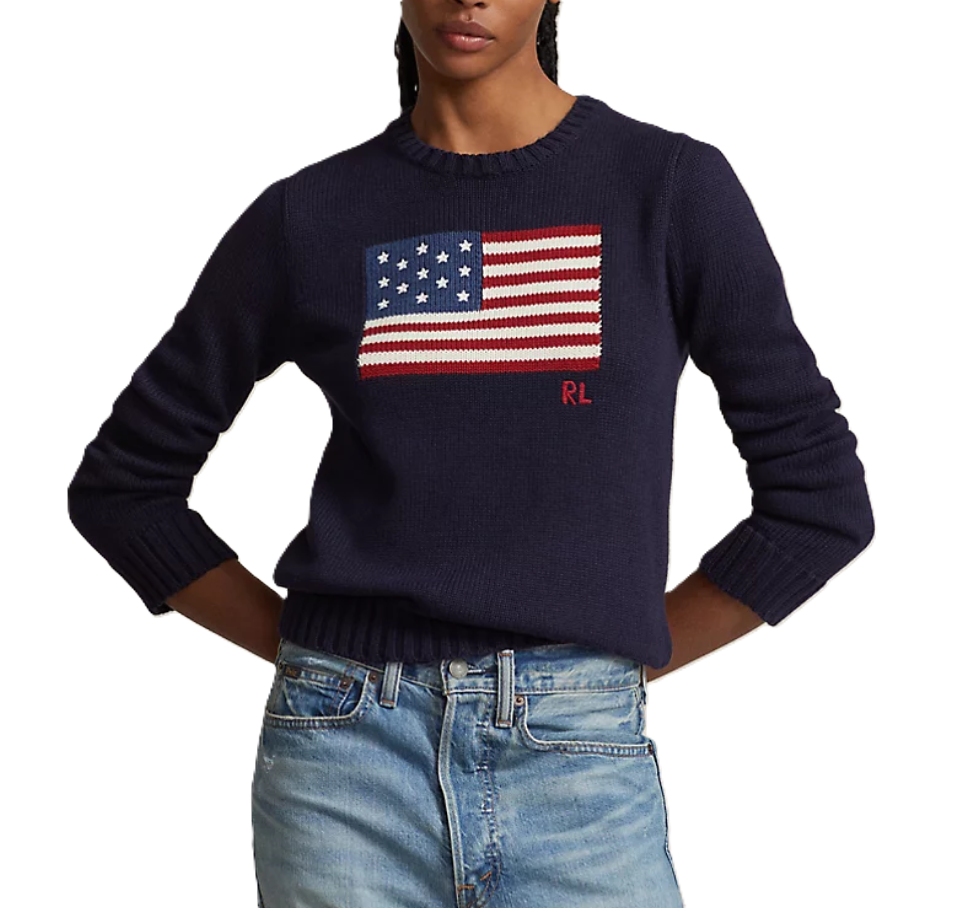 POLO Ralph Lauren Flag Cotton Crewneck Sweater MSRP $398