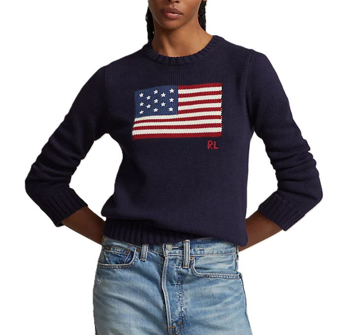 POLO Ralph Lauren Flag Cotton Crewneck Sweater MSRP $398