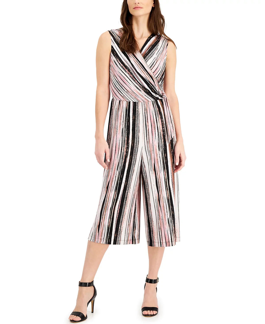 Connected Petite Printed Surplice Jumpsuit MSRP $79