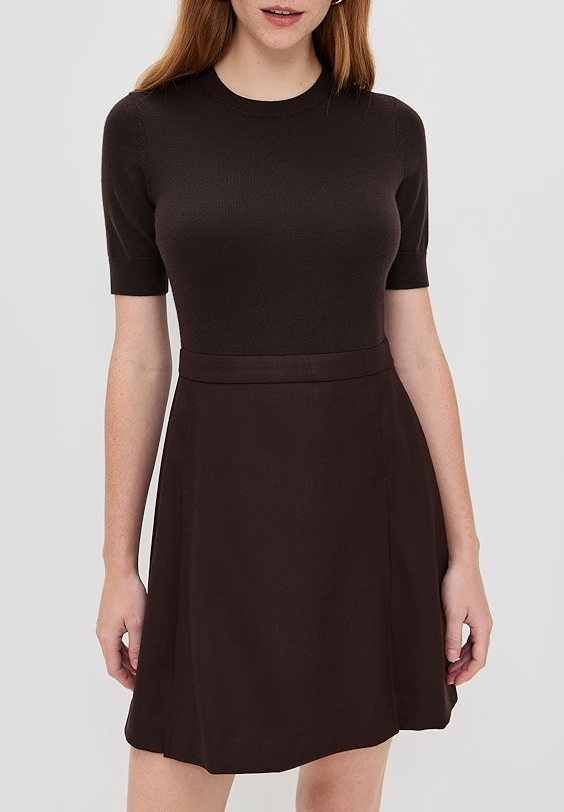 Theory Deep Pleat Combo Mini Dress MSRP $475