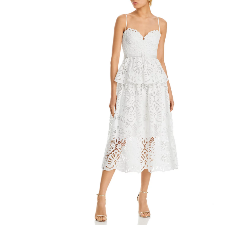 Self-Portrait Lace Bustier Midi Dress MSRP $655