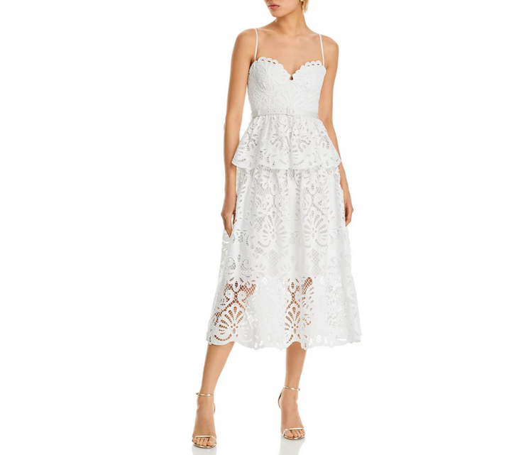 Self-Portrait Lace Bustier Midi Dress MSRP $655