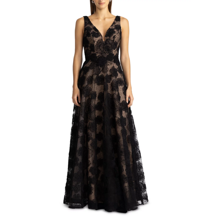 Zac Posen Textured Floral Gown MSRP $750