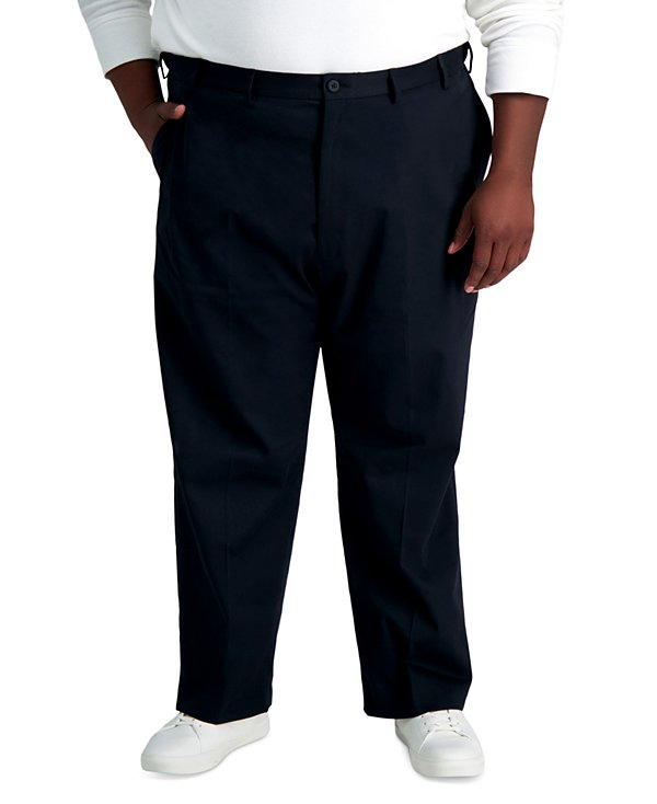 Haggar Men's Big & Tall Iron Free Premium Khaki Classic-Fit Flat Pant MSRP $80