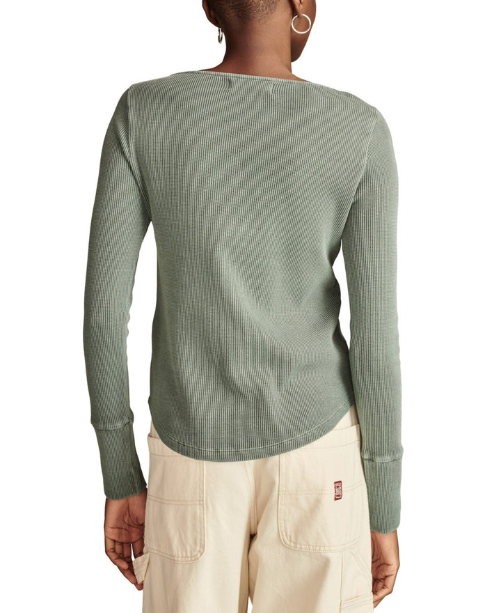 Lucky Brand Embroidered Mesh Henley Top MSRP $59