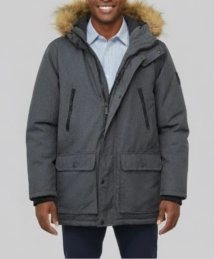 Club Room Men's Parka with a Faux Fur-Hood Jacket MSRP $250