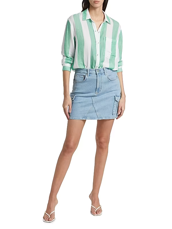 Rails Women's Jaylin Stripe Cotton Shirt MSRP $178