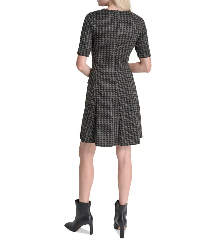 DKNY Women's Jewel-Neck Short-Sleeve Fit & Flare Dress MSRP $139