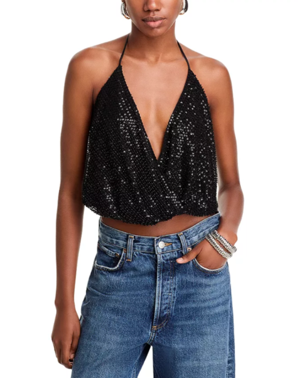 Ramy Brook Sullivan Embellished Halter Top MSRP $275