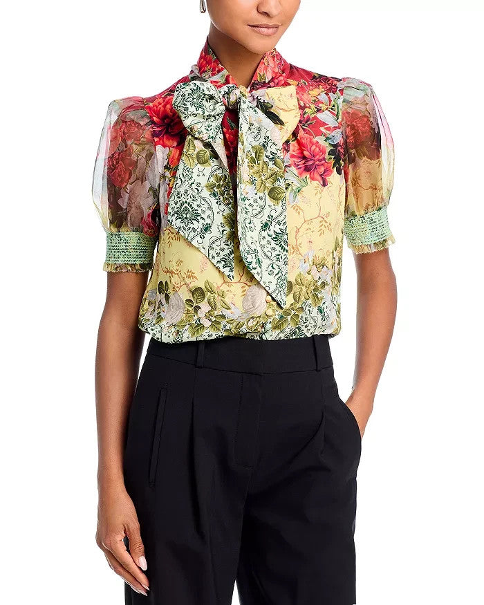 Alice and Olivia Brentley Bow Blouse MSRP $395