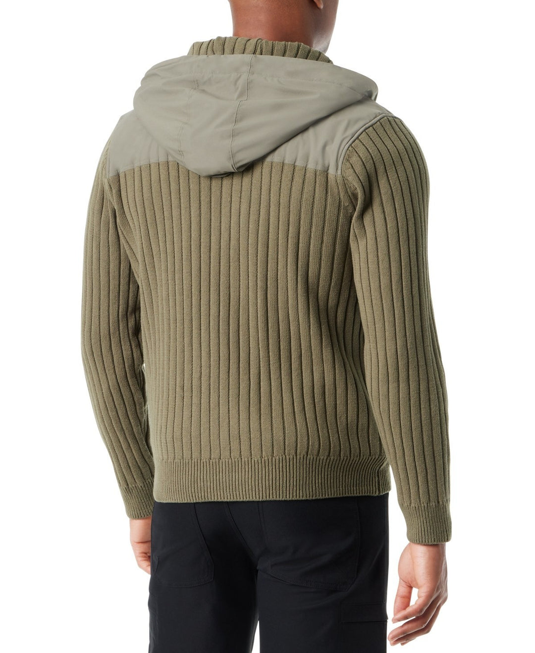 BASS OUTDOOR Mixed Media Zip-Front Hooded Sweater Jacket MSRP $119