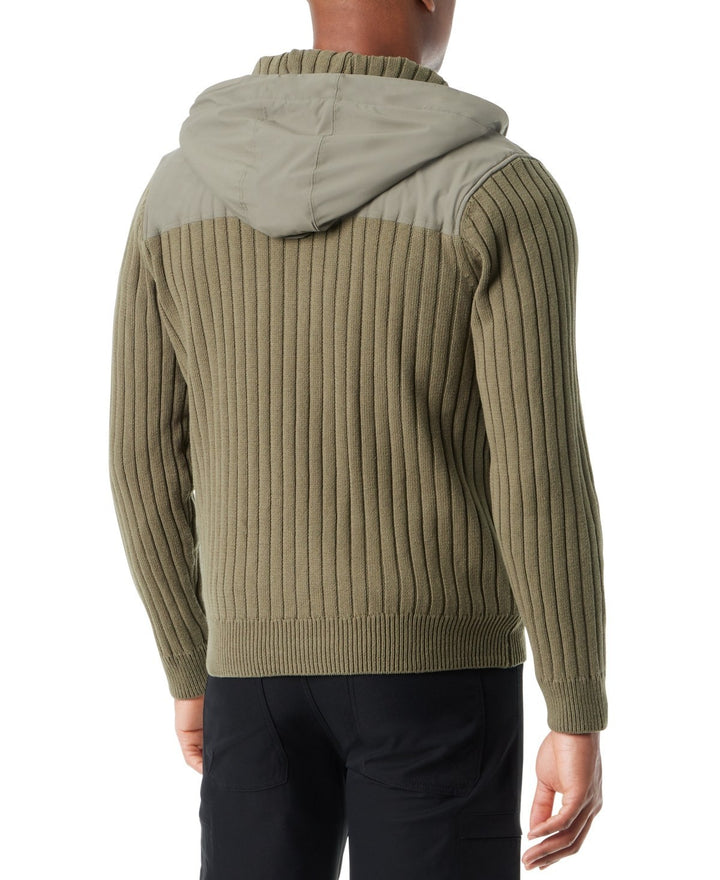 BASS OUTDOOR Mixed Media Zip-Front Hooded Sweater Jacket MSRP $119